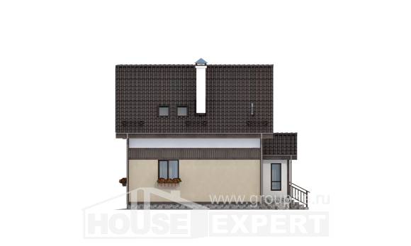 105-001-П Проект двухэтажного дома мансардой, экономичный коттедж из блока, Дятьково