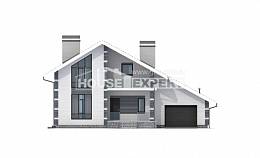 180-001-П Проект двухэтажного дома с мансардным этажом, гараж, компактный загородный дом из блока, Карачев