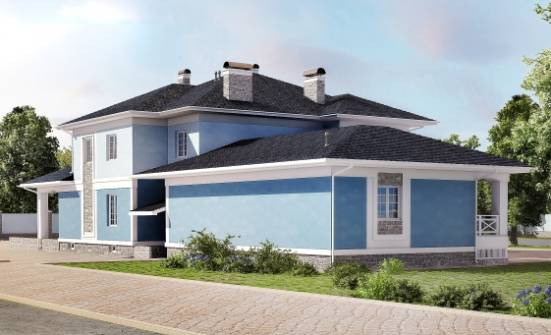 620-001-П Проект трехэтажного дома, гараж, большой коттедж из поризованных блоков, Брянск