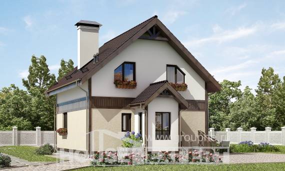 105-001-П Проект двухэтажного дома мансардный этаж, классический домик из арболита, Дятьково