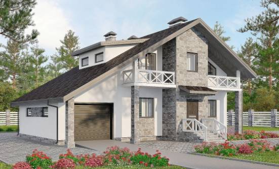 180-017-Л Проект двухэтажного дома мансардный этаж, гараж, классический домик из газосиликатных блоков, Брянск