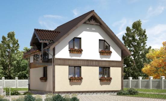 105-001-П Проект двухэтажного дома с мансардой, скромный домик из теплоблока, Жуковка