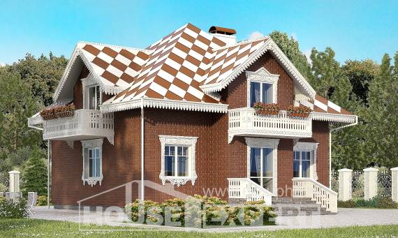 155-003-Л Проект двухэтажного дома мансардный этаж и гаражом, недорогой дом из твинблока, Брянск