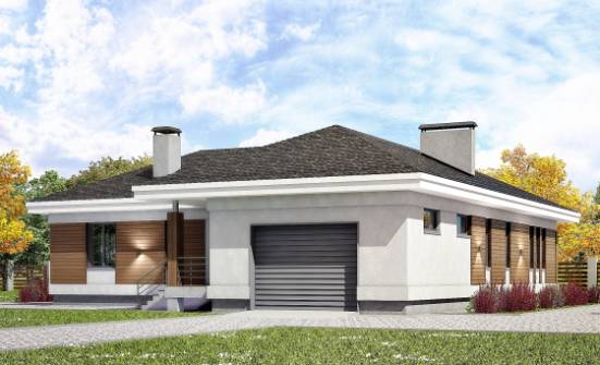 165-001-П Проект одноэтажного дома и гаражом, небольшой загородный дом из бризолита, Унеча