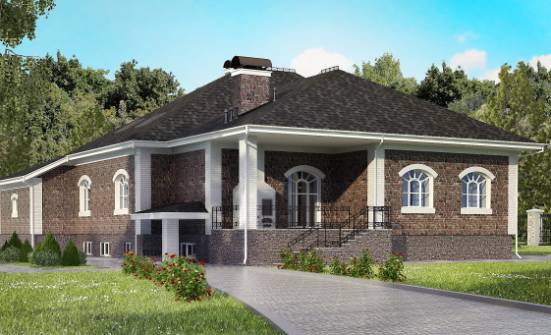 490-001-П Проект трехэтажного дома мансардный этаж, гараж, классический загородный дом из кирпича, Жуковка