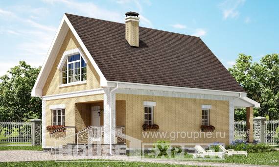 130-004-П Проект двухэтажного дома с мансардой, доступный коттедж из бризолита, Дятьково