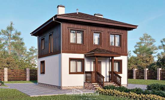 100-006-Л Проект двухэтажного дома, бюджетный загородный дом из газобетона, Брянск