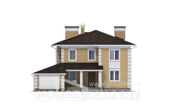 220-006-Л Проект двухэтажного дома и гаражом, современный коттедж из керамзитобетонных блоков, Новозыбков