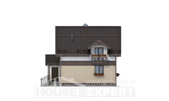 105-001-П Проект двухэтажного дома мансардой, скромный загородный дом из пеноблока, Клинцы