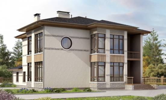 345-001-П Проект двухэтажного дома, современный коттедж из блока, Карачев