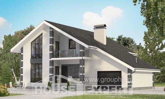 180-001-П Проект двухэтажного дома мансардный этаж, гараж, уютный домик из бризолита, Брянск