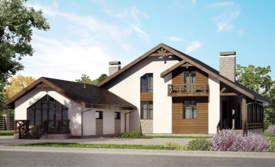 265-001-П Проект двухэтажного дома мансардный этаж и гаражом, уютный загородный дом из блока, Карачев