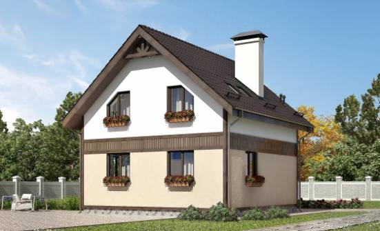 105-001-П Проект двухэтажного дома с мансардой, скромный домик из теплоблока, Жуковка